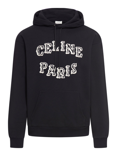 Celine Man Sweatshirt Black Size Xl Cotton, Elastane