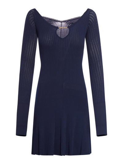 Jacquemus Navy 'la Mini Robe Pralu' Minidress In Blue