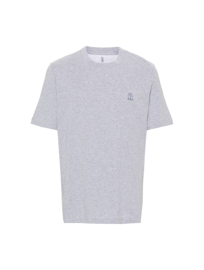 Brunello Cucinelli Logo-print Méllange T-shirt In Grey