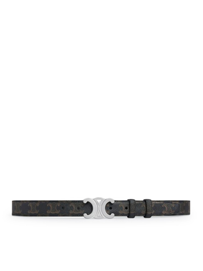 Celine Medium Triomphe Belt In Triomphe Canvas In Black