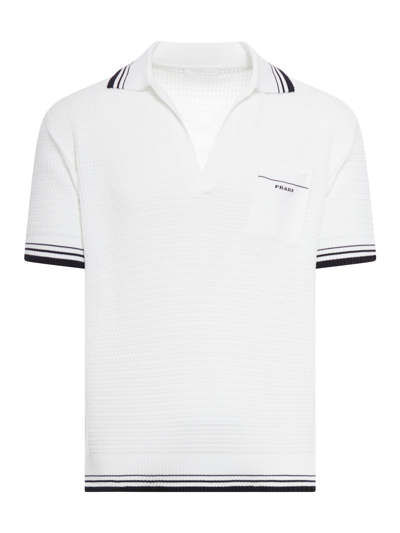 Prada Polo Superfine Cotton F.14 In White,black