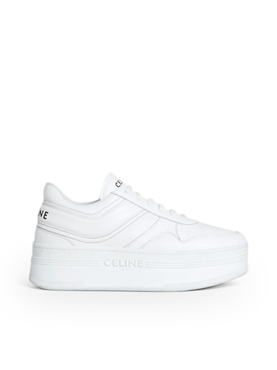 Celine Sneaker Block With Wedge In Calf Leather In White
