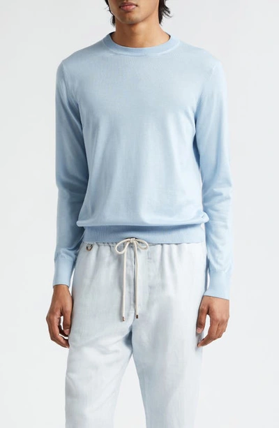 Agnona Cashmere & Silk Crewneck Jumper In Chambray