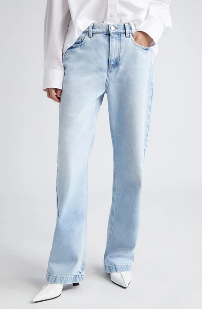 Stella Mccartney S-wave Logo Patch Nonstretch Straight Leg Jeans In 4699 - Light Vintage Blue