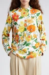 Stella Mccartney Garden Print Button-front Shirt In Multicolor Orange