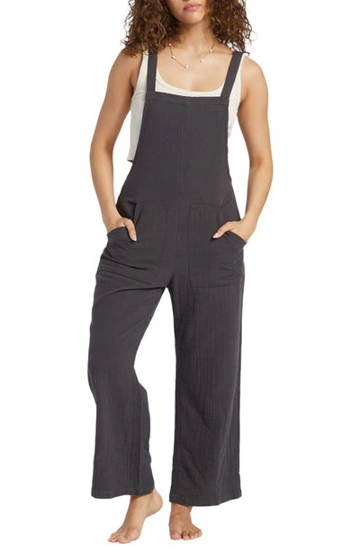 Billabong Pacific Time Cotton Gauze Jumpsuit In Black Sands