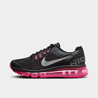 Nike Girls' Big Kids' Air Max 2013 Running Shoes In Black/metallic Silver/dark Grey/fusion Pink