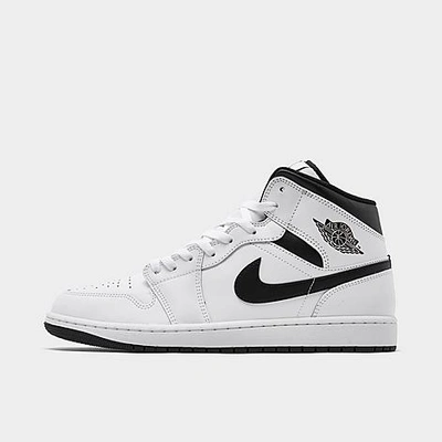 Nike Jordan Air Retro 1 Mid Casual Shoes Size 12.0 Leather In White/black/white/black