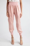 Cinq À Sept Giles Cupro Crop Cargo Joggers In Pink Poppy
