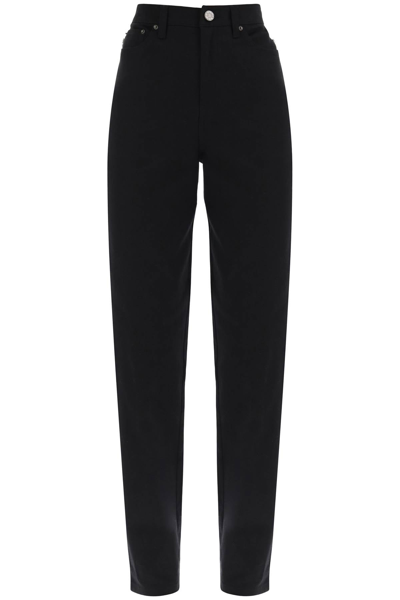 Rotate Birger Christensen Straight Jeans With Cristal Fringes In Nero
