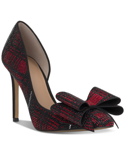 Inc International Concepts Women's Kenjay D'orsay Pumps, Created For Macy's In Black,red Plaid Bow