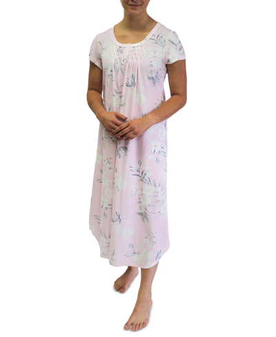 Miss Elaine Women's Short-sleeve Floral Nightgown In Pink Bouquets