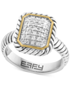 Effy Collection Effy Diamond Rectangular Cluster Ring (1/8 Ct. T.w.) In Sterling Silver & 18k Gold-plate In Sterling Silver