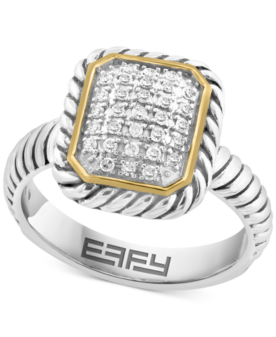 Effy Collection Effy Diamond Rectangular Cluster Ring (1/8 Ct. T.w.) In Sterling Silver & 18k Gold-plate