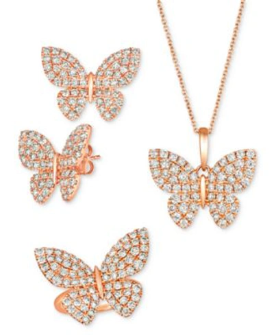 Le Vian Nude Diamond Butterfly Ring Earrings Pendant Collection In 14k Rose Gold In K Strawberry Gold Earrings