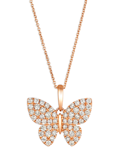 Le Vian Nude Diamond Butterfly Adjustable 20" Pendant Necklace (1-1/20 Ct. T.w.) In 14k Rose Gold In K Strawberry Gold Pendant