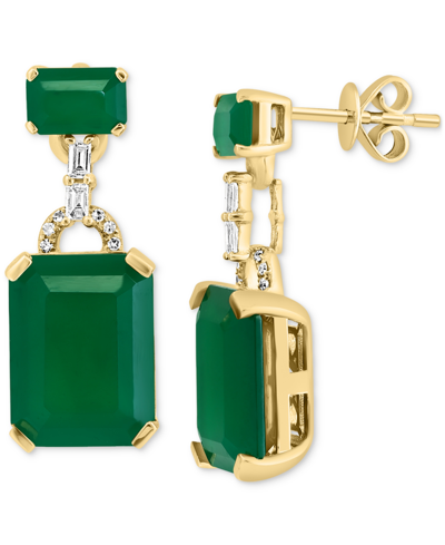 Effy Collection Effy Green Onyx & Diamond (1/8 Ct. T.w.) Drop Earrings In 14k Gold