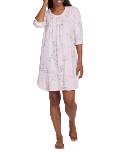 Miss Elaine Women's 3/4-sleeve Floral Nightgown In Pink Bouquets
