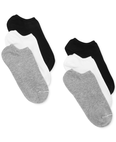 Hue Women's 6 Pack Cotton No Show Socks In Grey,black,white