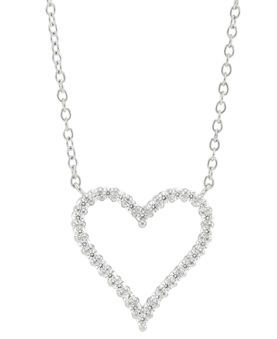 Macy's Diamond Heart 18" Pendant Necklace (1/4 Ct. T.w.) In Sterling Silver