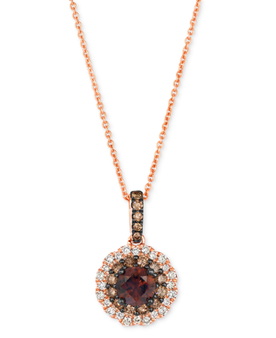 Le Vian Chocolate Diamond & Nude Diamond Flower Adjustable 20" Pendant Necklace (7/8 Ct. T.w.) In 14k Rose G In K Strawberry Gold Pendant