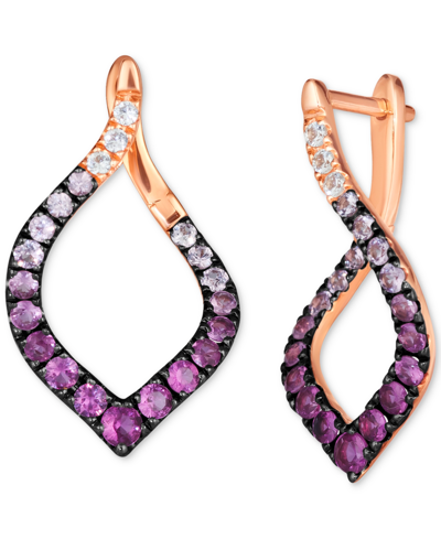 Le Vian Ombre Pink Sapphire Ombre (1-1/4 Ct. T.w.) & White Sapphire (1/10 Ct. T.w.) Spiral Hoop Earrings In In K Strawberry Gold Earrings