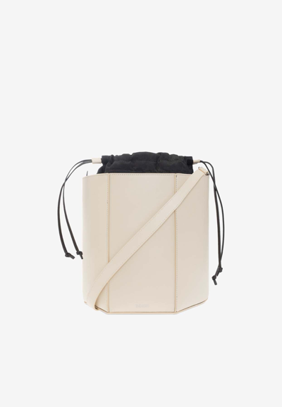 Attico 11am Leather Bucket Bag In Cream