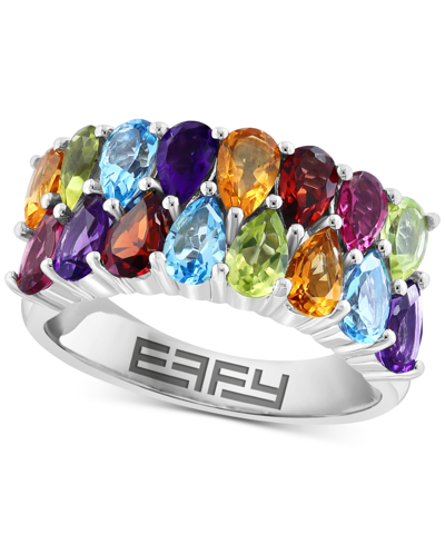 Effy Collection Effy Multi-gemstone Pear-shaped Double Row Statement Ring (3-1/8 Ct. T.w.) In Sterling Silver