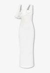 Attico Asymmetrical-neckline Ribbed Midi Dress In White