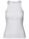 Blumarine Logo-brooch Ribbed Tank Top In White