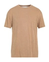 AMARANTO AMARANTO MAN T-SHIRT BROWN SIZE M LINEN, ELASTANE