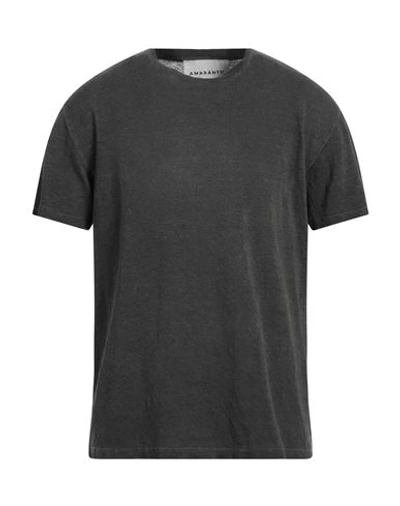 Amaranto Man T-shirt Steel Grey Size M Linen, Elastane