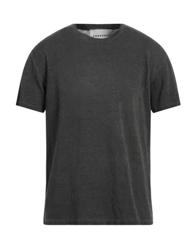 Amaranto Man T-shirt Steel Grey Size M Linen, Elastane In Grey