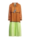 Niū Woman Midi Dress Camel Size L Cotton In Beige