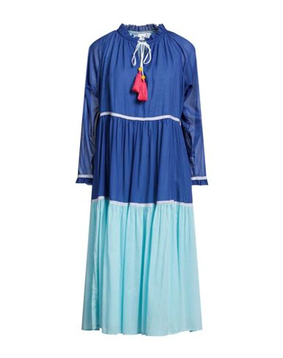 Niū Woman Midi Dress Blue Size L Cotton