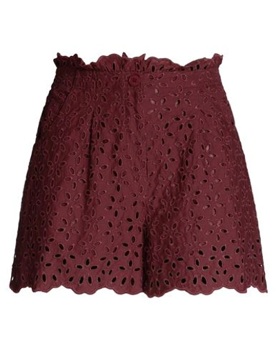 Essentiel Antwerp Woman Shorts & Bermuda Shorts Burgundy Size 8 Cotton In Red