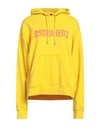 Dsquared2 Woman Sweatshirt Yellow Size M Cotton, Elastane