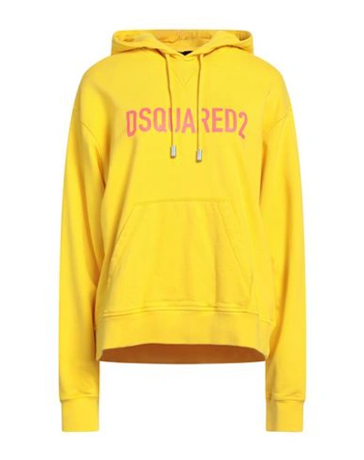 Dsquared2 Woman Sweatshirt Yellow Size S Cotton, Elastane