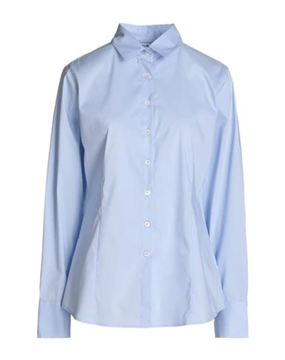 Caliban Woman Shirt Sky Blue Size 14 Cotton, Polyamide, Elastane