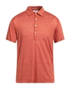Boglioli Man Polo Shirt Rust Size L Linen In Red