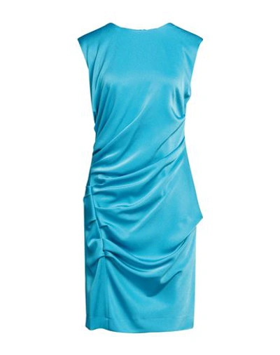 Marella Lisetta Satin Gathered Mini Dress In Turquoise