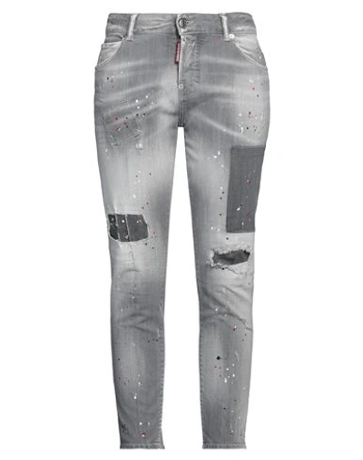 Dsquared2 Woman Jeans Light Grey Size 8 Cotton, Elastane