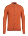 Base Milano Man Cardigan Orange Size 44 Cotton