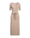 Twinset Woman Midi Dress Blush Size M Viscose, Polyamide, Polyester In Beige