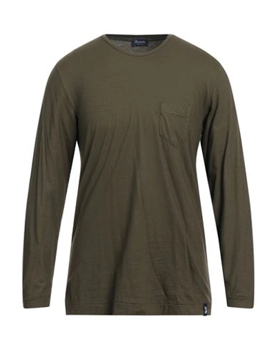 Drumohr Man T-shirt Military Green Size M Cotton, Cashmere