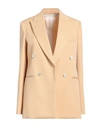 LANVIN LANVIN WOMAN BLAZER SAND SIZE 10 VIRGIN WOOL