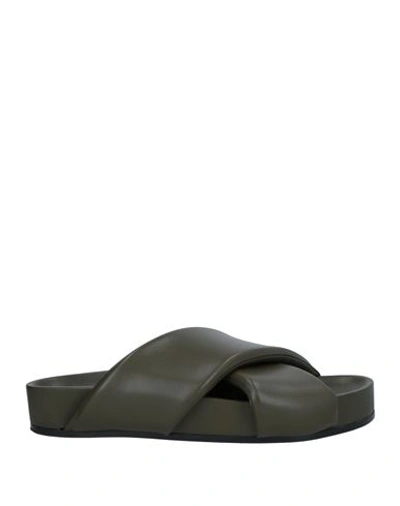 JIL SANDER JIL SANDER MAN SANDALS MILITARY GREEN SIZE 8 SOFT LEATHER