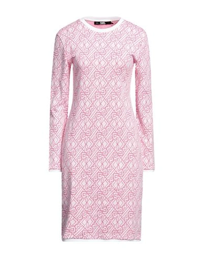 Karl Lagerfeld Woman Mini Dress Pink Size L Cotton, Elastane