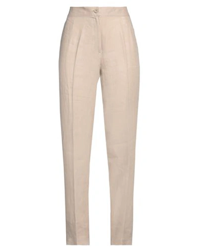 Sangermano Woman Pants Beige Size 6 Linen