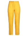 Sangermano Woman Pants Ocher Size 16 Linen In Yellow